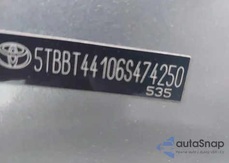 2006 Toyota Tundra Sr5 V8 z USA, uszkodzony, nr VIN 5TBBT44106S474250